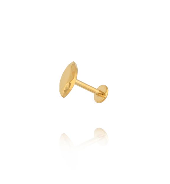 Kolczyk labret z fasetowaną złotą blaszką KSA2425