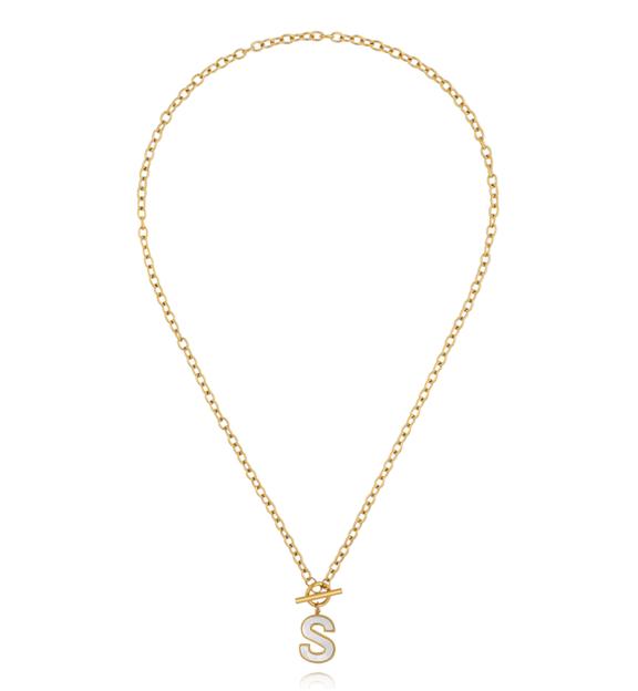 Naszyjnik z literą S i zapięciem toggle NSY0868