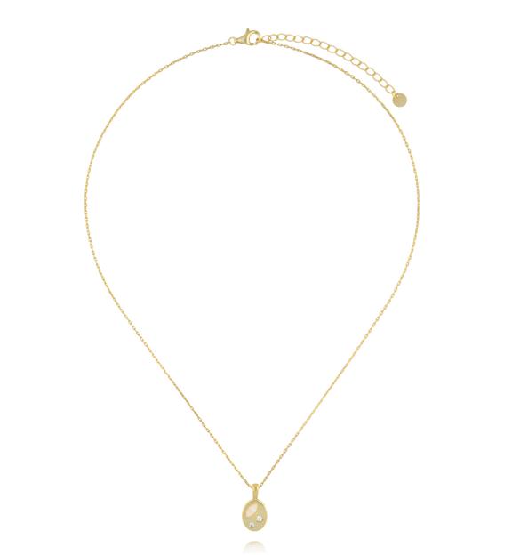 Naszyjnik z owalną zawieszką z opalem i cyrkoniami NCA0092