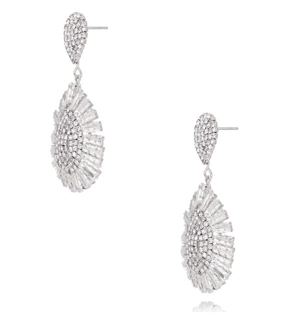 Kolczyki wiszące z kryształkami srebrne KLU0201