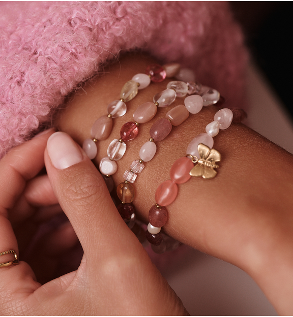 Zestaw bransoletek w różowo-kremowych odcieniach ZN0032