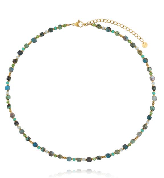 Naszyjnik z kamieni naturalnych: turkus afrykański i apatyt NPA1463