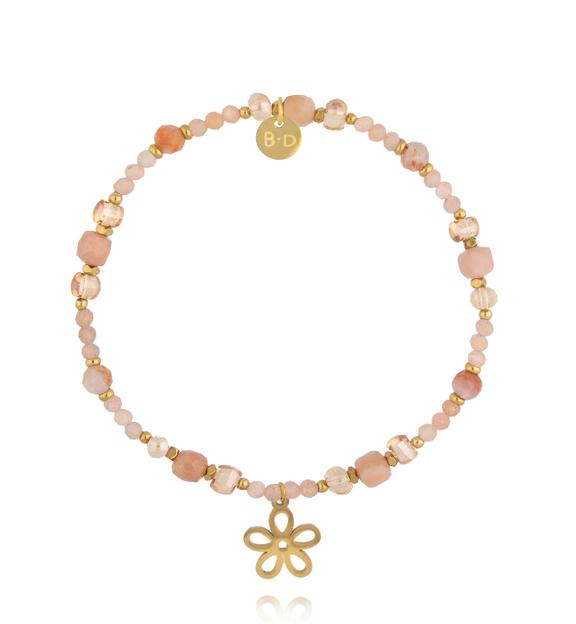 Bransoletka z kamieniami słonecznym i kwiatuszkiem BTW3491