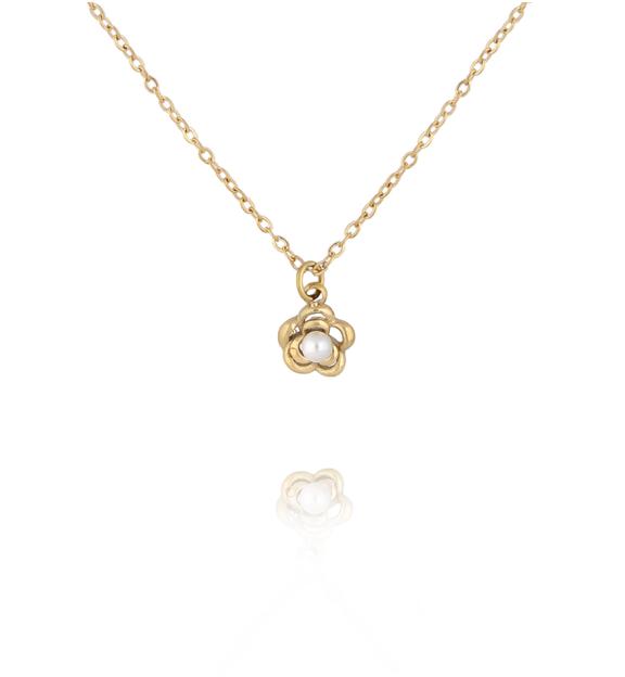 Naszyjnik z kwiatkiem i perełką NSY0787