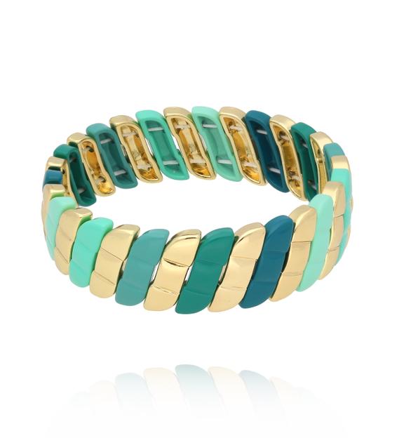Bransoletka w odcieniach morskiej zieleni i złota BCR0046