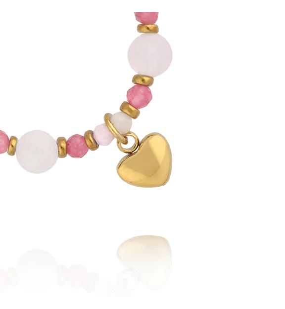 Pierścionek elastyczny z kamieni naturalnych różowy PTW0649