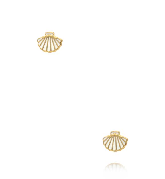 Kolczyki muszelki z białą emalią KSY0352