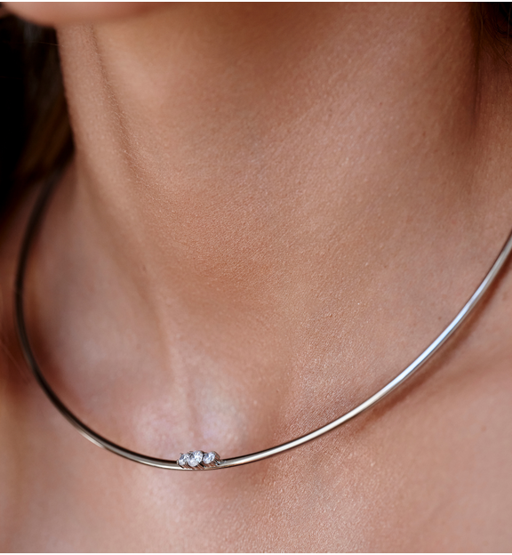 Naszyjnik obroża srebrna z cyrkoniami All NSA0760