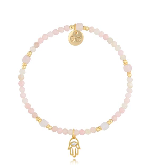 Bransoletka różowa z ręką Fatimy Pink Stones BTW2182