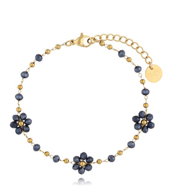 Bransoletka z granatowymi kwiatkami Mini Bouquet BSC1651