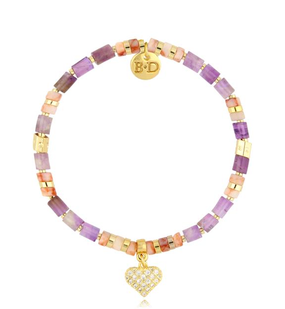 Bransoletka fioletowa z sercem Violet Heart BSC1415