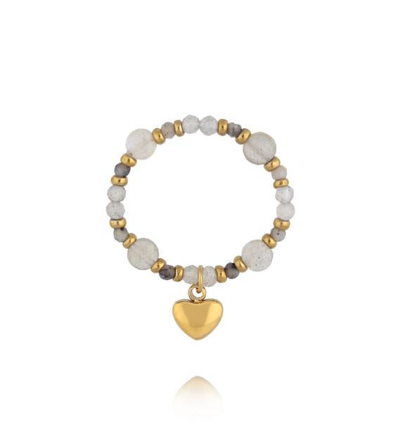 Pierścionek elastyczny z labradorytami PTW0654