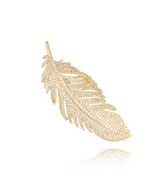 Broszka ze złotym piórkiem Gold Feather BRSS0048