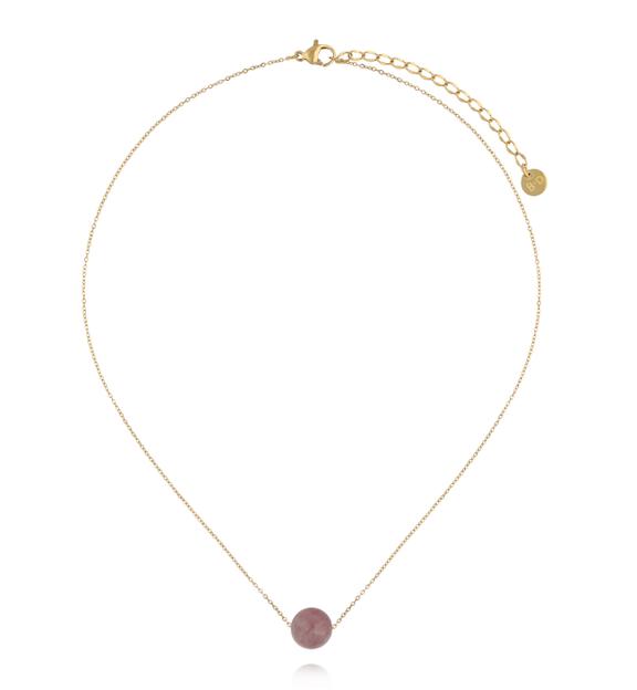 Naszyjnik z różowym turmalinem na delikatnym złotym łańcuszku NLB0355