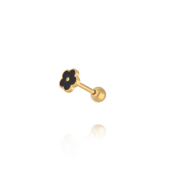 Kolczyk piercing czarny kwiatek KSA2417
