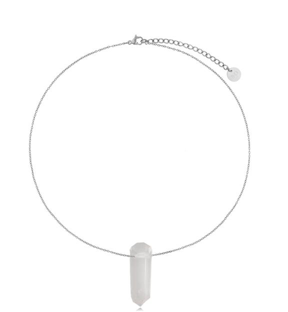 Naszyjnik z kryształem górskim srebrny Neve NLB0117