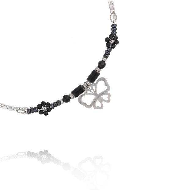 Bransoletka na nogę z turmalinem i zawieszką motyla BNSY0069