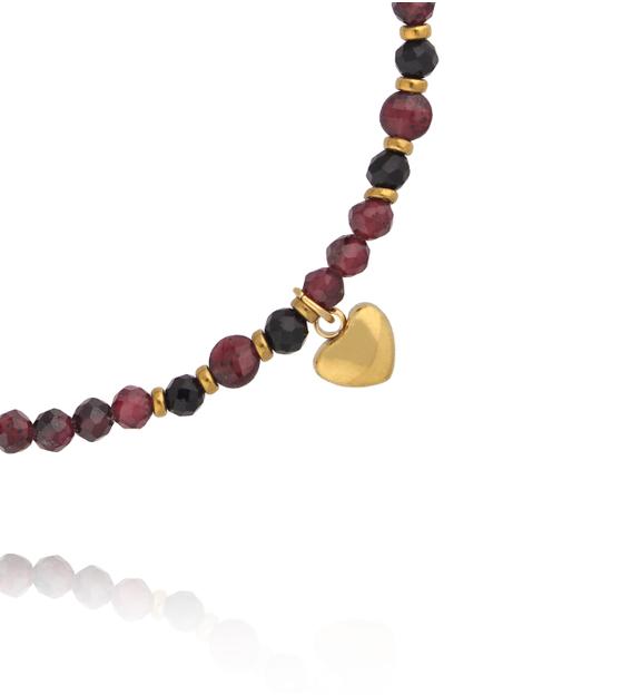 Bransoletka z granatami i turmalinami z sercem BTW3745