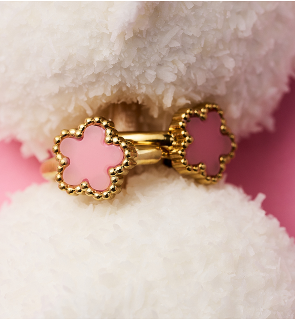 Kolczyki kółka z różowymi kwiatuszkami KSA2404