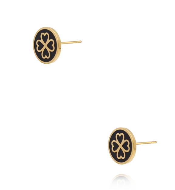 Kolczyk z koniczynkami i czarną emalią KSA2528