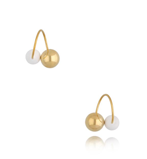 Kolczyki z kulkami i białą emalią Enamel Balls KSA0785