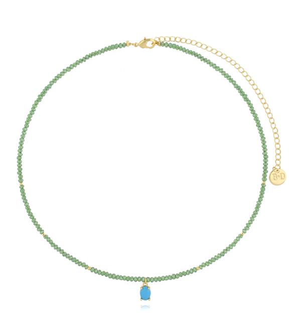 Naszyjnik zielony z niebieskim oczkiem NS0324