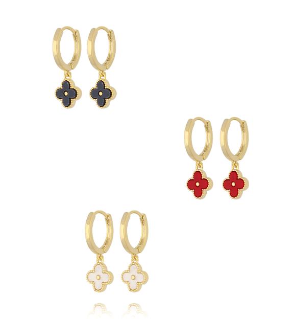 Zestaw złoconych kolczyków z koniczynkami KMB0072