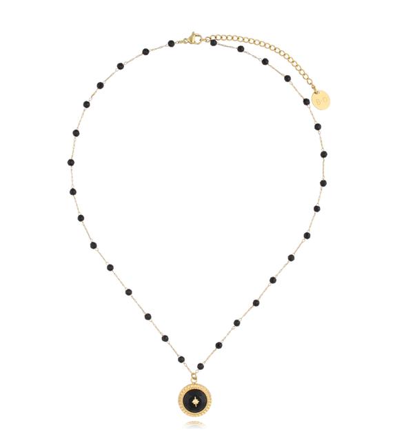 Naszyjnik z czarną zawieszką Pecos NSY0141