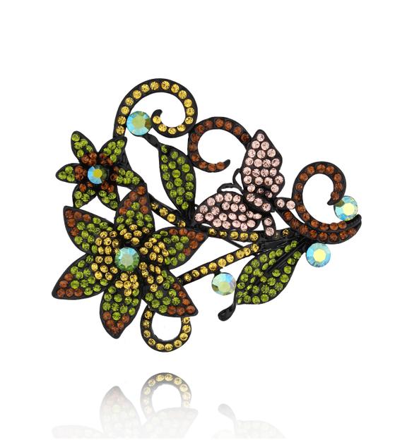 Broszka z kwiatami zielono brązowa Bouquet Vert BRSS0176