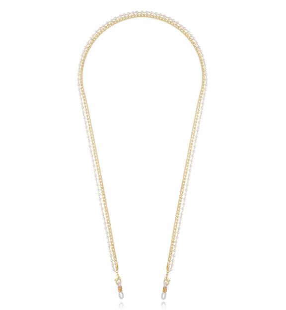 Łańcuszek do okularów z perełkami złoty NRG0353