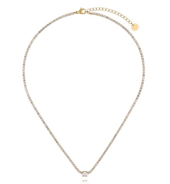 Naszyjnik tenisowy z cyrkoniami i centralnym kamieniem NSY0832