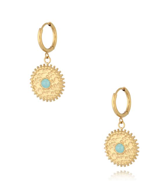 Kolczyki złote z amazonitami Jung KSY0008