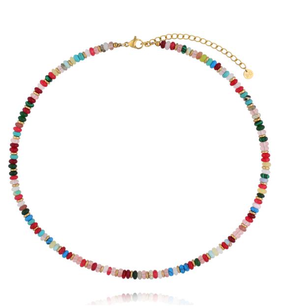 Naszyjnik z kamieni naturalnych – jadeit, malachit, jaspis NEA0072