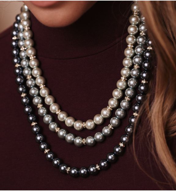 Naszyjnik z pereł w odcieniach szarości NPE0347