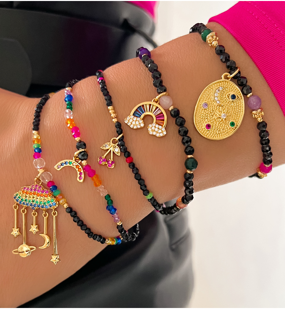 Bransoletka czarna z tęczą Carvoeiro BTW1344