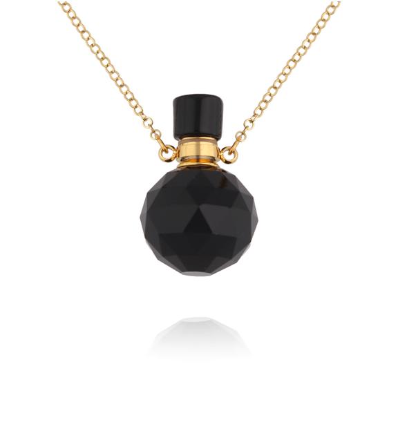 Naszyjnik z perfumetką z czarnego agatu NLB0358