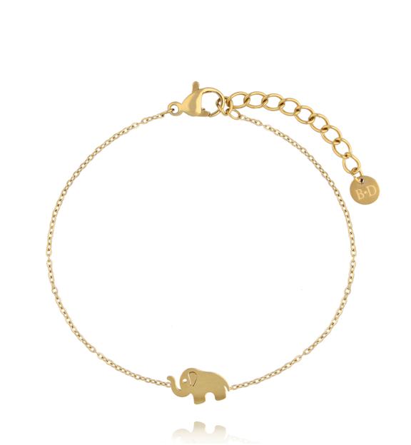 Delikatna bransoletka ze słonikiem na złotym łańcuszku BSY0551