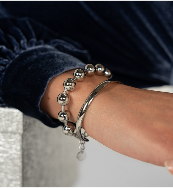 Bransoletka z kulkami srebrna BSA0797