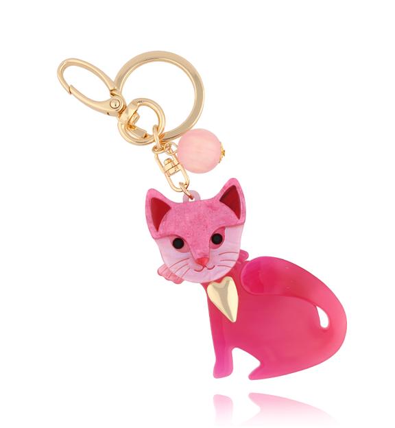 Brelok z fuksjowym kotkiem Cat Lover BREZA0086