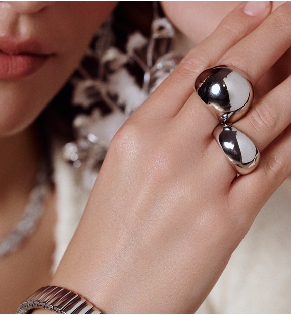 Pierścionek szeroki srebrny typu „bomba" PSY0145