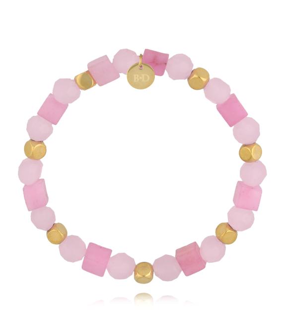 Bransoletka z różowego „kociego oka” i szklanych koralików BSC2398