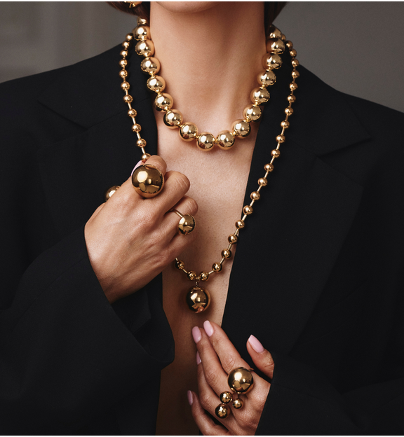 Pierścionek z półkulą złoty duży Geometric Harmony PSA0977