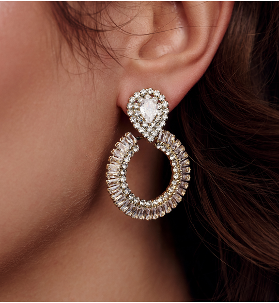 Kolczyki koła z cyrkoniami złote KLU0196