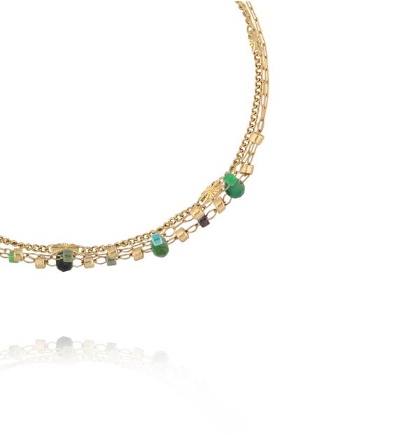 Bransoletka potrójna z jadeitem afrykańskim BEA0155
