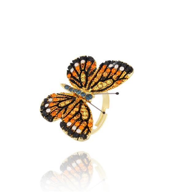 Pierścionek z kolorowym motylem Papillon PPI0004