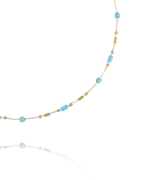 Delikatny naszyjnik z turkusem z elementami w złotym wykończeniu NEA0094