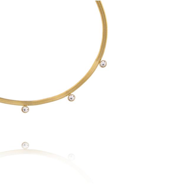 Bransoletka typu żmijka z zawieszkami z kryształkami BSY0619