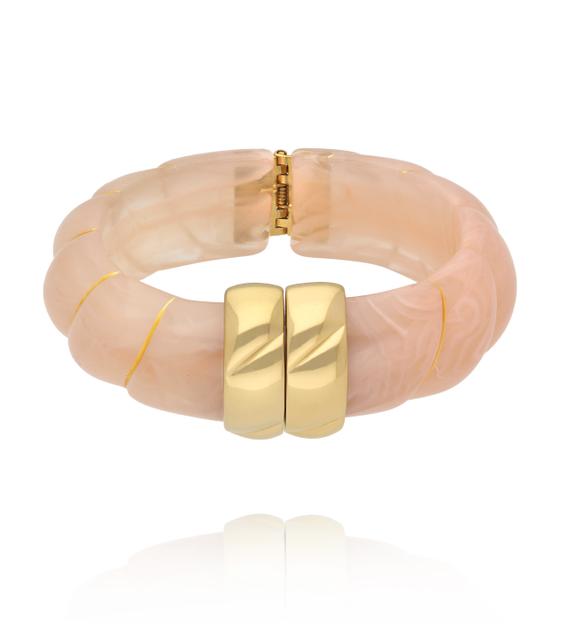 Bransoletka w odcieniu pudrowego różu ze złotym zapięciem BEU0005