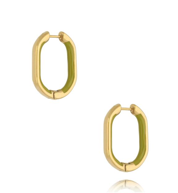 Kolczyki złote z zieloną emalią Tamala KSA1649