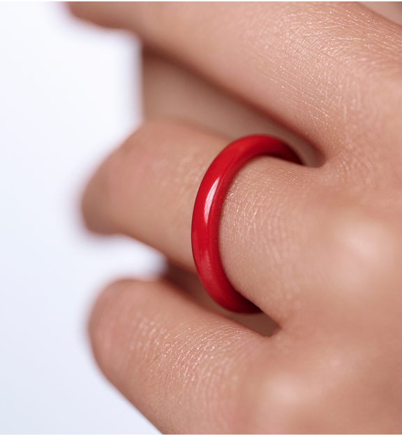 Obrączka z ceramiki czerwona cienka Feminine PFE0062